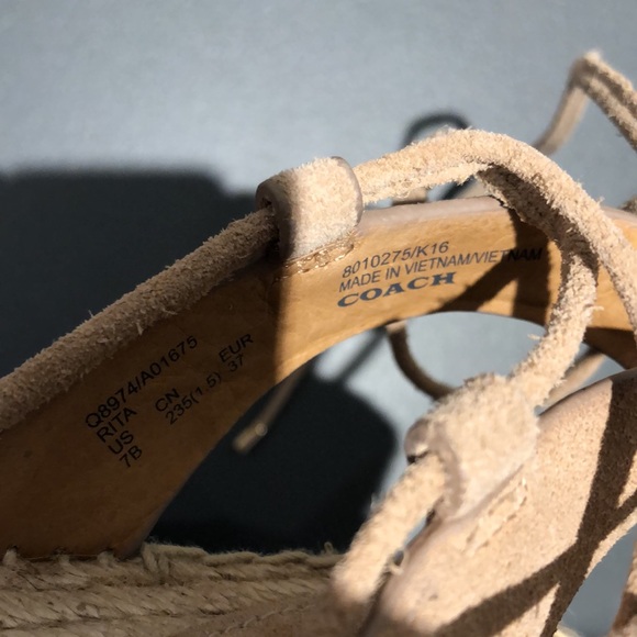 Coach | EUC Rita Suede Tan Espadrille Lace Up Size 7B - Picture 7 of 9